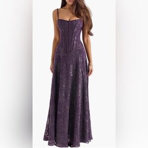House of CB Deep Purple Lace Gown